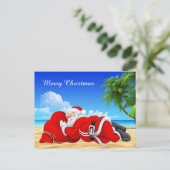 Cartes Pour Fêtes Annuelles père Noël dormant sur la plage (Debout devant)