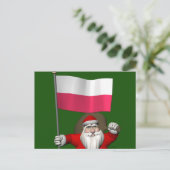 Cartes Pour Fêtes Annuelles Père Noël Doux Avec Drapeau De Pologne (Debout devant)