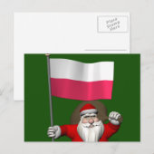 Cartes Pour Fêtes Annuelles Père Noël Doux Avec Drapeau De Pologne (Devant / Derrière)