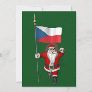 Cartes Pour Fêtes Annuelles Père Noël Doux Avec Drapeau De République Tchèque