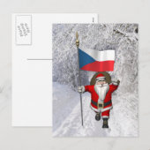 Cartes Pour Fêtes Annuelles Père Noël Doux Avec Drapeau De République Tchèque (Devant / Derrière)