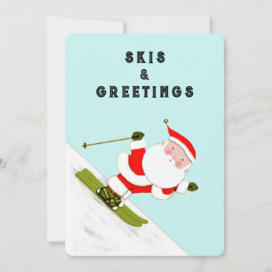 Cartes Pour Fêtes Annuelles Père Noël drôle en ski