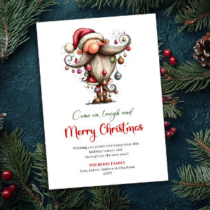 Cartes Pour Fêtes Annuelles Père Noël drôle fantaisiste classique rouge vert s