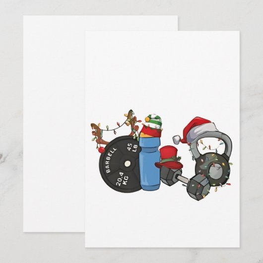 Cartes Pour Fêtes Annuelles Père Noël drôle haltérophilie haltères Gym Noël (Devant / Derrière)