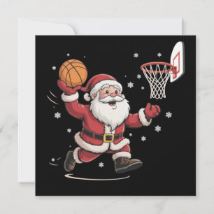 Cartes Pour Fêtes Annuelles Père Noël drôle jouant au basket-ball Noël Cadeau 