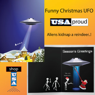 Cartes Pour Fêtes Annuelles Père Noël drôle 🛸 Noël UFO