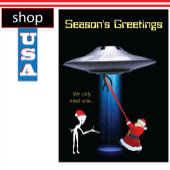 Cartes Pour Fêtes Annuelles Père Noël drôle UFO Noël