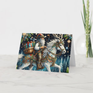 Cartes Pour Fêtes Annuelles Père Noël du Sud-Ouest livrant des cadeaux à cheva