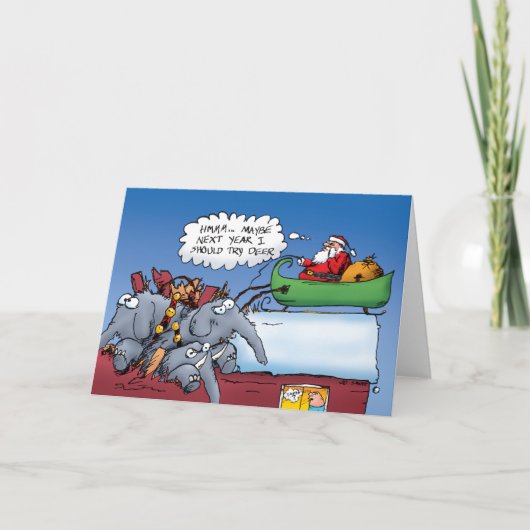 Cartes Pour Fêtes Annuelles Père Noël Eléphants (Devant)