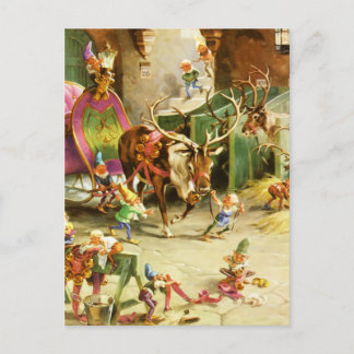 Cartes Pour Fêtes Annuelles Père Noël Elfes & Reindeer dans son pôle Nord stab