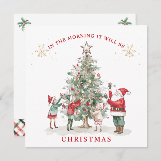 Cartes Pour Fêtes Annuelles Père Noël Elf's & Christmas Tree (Devant / Derrière)