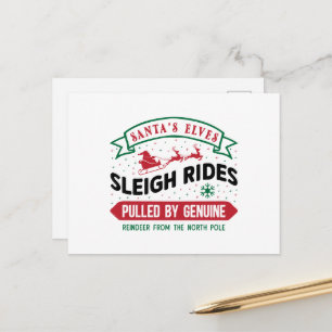 Cartes Pour Fêtes Annuelles Père Noël elves traîneau balades Noël