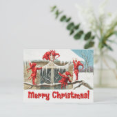 Cartes Pour Fêtes Annuelles Père Noël Elves vintage (Debout devant)