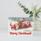 Cartes Pour Fêtes Annuelles Père Noël Elves vintage (Debout devant)