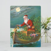 Cartes Pour Fêtes Annuelles Père Noël en bateau (Debout devant)