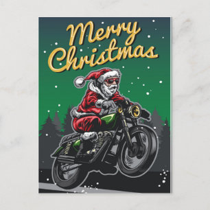 Cartes Pour Fêtes Annuelles Père Noël en moto Joyeux Noël Motard