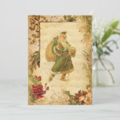 Cartes Pour Fêtes Annuelles Père Noël en Neige avec Roses & Musique (Debout devant)