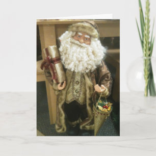 CARTES POUR FÊTES ANNUELLES PÈRE NOËL EN OR SOUHAITE JOUER NOËL
