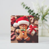 Cartes Pour Fêtes Annuelles Père Noël en pain d'épices (Debout devant)