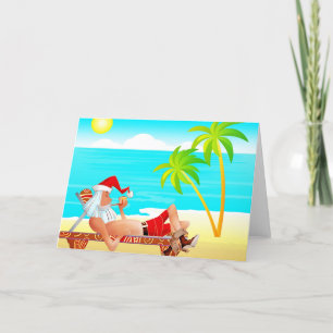 Cartes Pour Fêtes Annuelles Père Noël en vacances