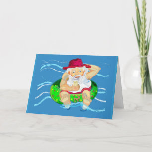 Cartes Pour Fêtes Annuelles Père Noël en vacances - boire de la limonade