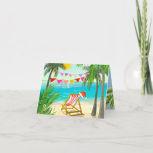 Cartes Pour Fêtes Annuelles Père Noël en vacances, Noël de plage, été