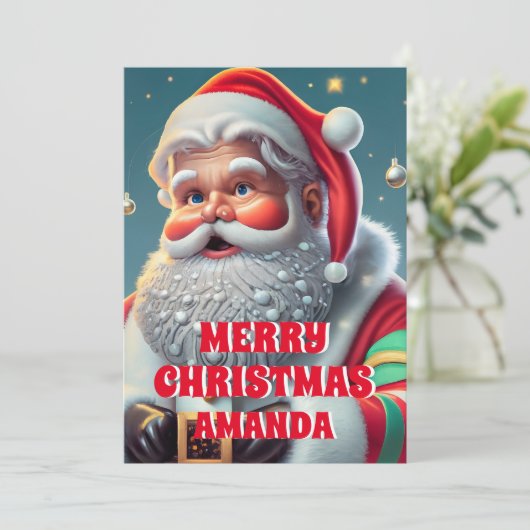 Cartes Pour Fêtes Annuelles Père Noël Enfants personnalisés (Debout devant)