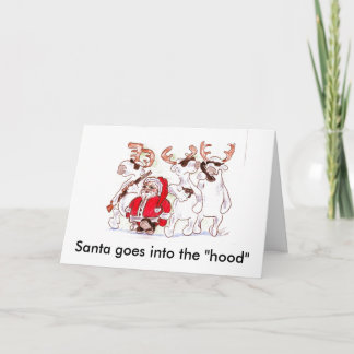 Cartes Pour Fêtes Annuelles Père Noël entre dans le "capot"