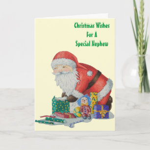 Cartes Pour Fêtes Annuelles père Noël enveloppant cadeaux et jouets pour Noël
