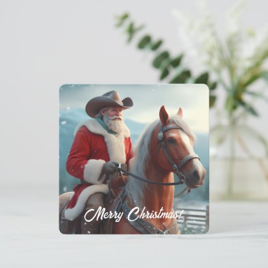 Cartes Pour Fêtes Annuelles Père Noël équitation Noël occidental (Debout devant)