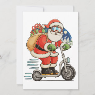 Cartes Pour Fêtes Annuelles Père Noël équitation Scooter Noël Famille correspo