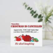 Cartes Pour Fêtes Annuelles Père Noël est mort en riant (Debout devant)