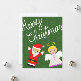 Cartes Pour Fêtes Annuelles Père Noël et Angel vous souhaitent un joyeux Noël