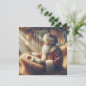 Cartes Pour Fêtes Annuelles Père Noël et bébé Jésus Noël (Debout devant)