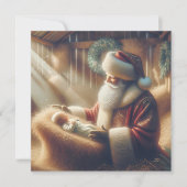 Cartes Pour Fêtes Annuelles Père Noël et bébé Jésus Noël (Devant)