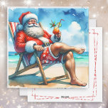 Cartes Pour Fêtes Annuelles Père Noël et Bloody Marry Funny Snowbirds Noël<br><div class="desc">Carte de Noël personnalisée amusante. Si vous vivez en Floride ou n'importe où sur la belle côte chaude,  voici une drôle de carte de Noël "snowbird" à envoyer à votre famille dans les climats plus froids. Une illustration d'aquarelle de Père Noël assis sur la plage buvant un Bloody Mary.</div>