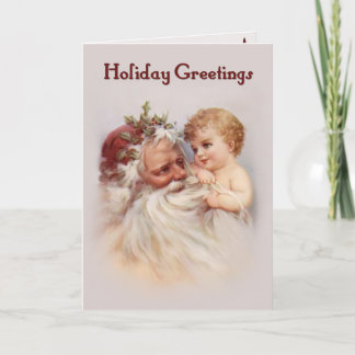 Cartes Pour Fêtes Annuelles Père Noël et Cherub du Vieux Monde