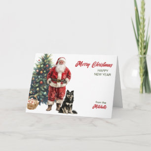Cartes Pour Fêtes Annuelles Père Noël et chien finnois Laphund Noël