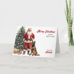 Cartes Pour Fêtes Annuelles Père Noël et chien Tervuren belge de Noël