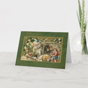 Cartes Pour Fêtes Annuelles Père Noël et crèche