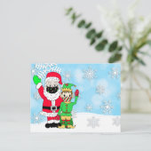 Cartes Pour Fêtes Annuelles Père Noël et Elf dans les Facemmasques Lettre de P (Debout devant)