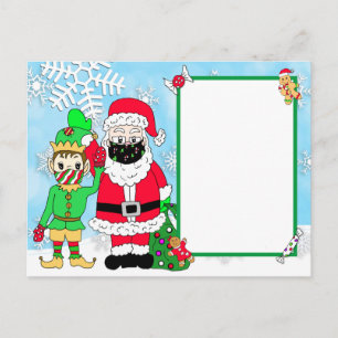 Cartes Pour Fêtes Annuelles Père Noël et elfe en masques Letter du Père Noël B