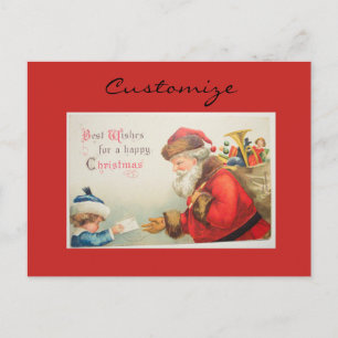Cartes Pour Fêtes Annuelles Père Noël et garçon Noël de la nostalgie vintage