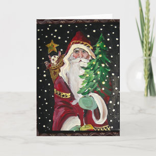 Cartes Pour Fêtes Annuelles Père Noël et jouets primitifs
