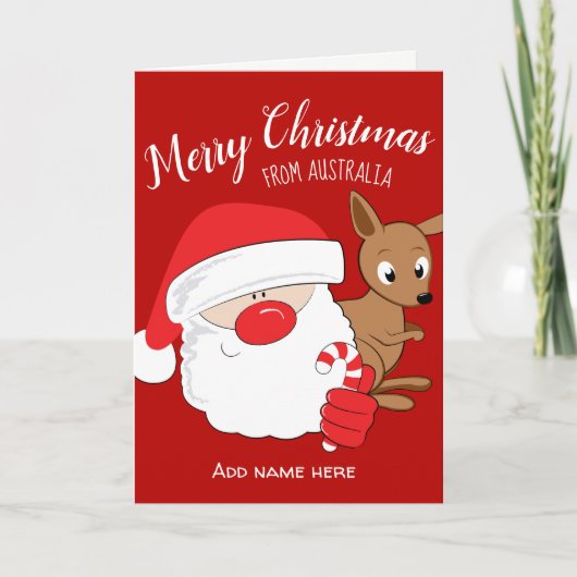 Cartes Pour Fêtes Annuelles Père Noël et kangourou (Devant)