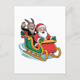 Cartes Pour Fêtes Annuelles Père Noël et Krampus Mal noir Noël Horreur Noël No