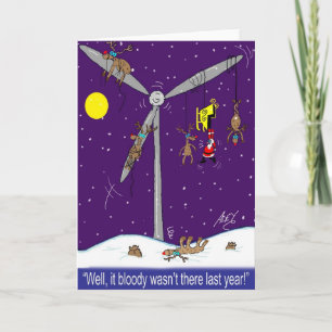 Cartes Pour Fêtes Annuelles père Noël et le dessin animé de la éolienne