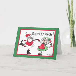 Cartes Pour Fêtes Annuelles Père Noël et Mme Claus Dance