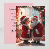 Cartes Pour Fêtes Annuelles Père Noël et Mme Noël célèbrent Noël, amusant  (Devant / Derrière)