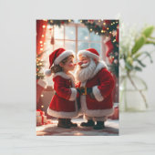 Cartes Pour Fêtes Annuelles Père Noël et Mme Noël célèbrent Noël, amusant  (Debout devant)